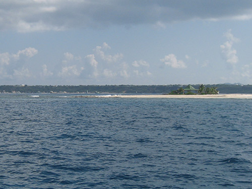 [Click to enlarge beach at Sandy Island]